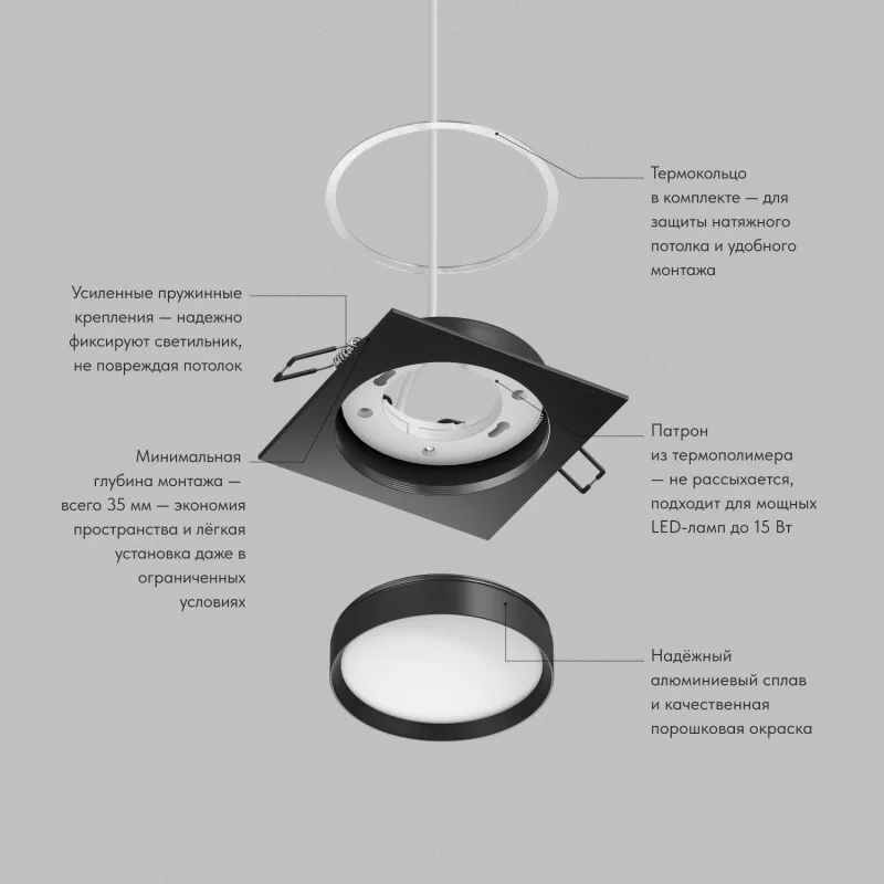 Denkirs RATIO DK-DH2001-BK — точечный встраиваемый светильник (ДЕНКИРС) Denkirs RATIO DK-DH2001-BK — точечный встраиваемый светильник (ДЕНКИРС)