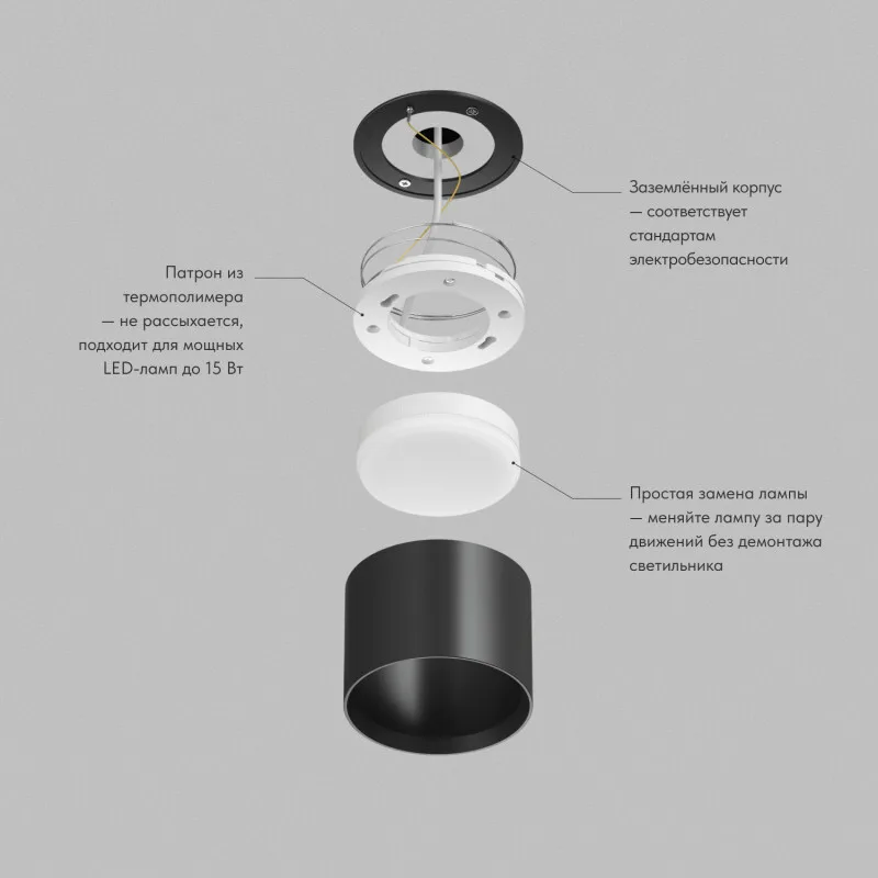 Denkirs PILLAR DK-DH2600-BK точечный накладной светильник (ДЕНКИРС) Denkirs PILLAR DK-DH2600-BK точечный накладной светильник (ДЕНКИРС)