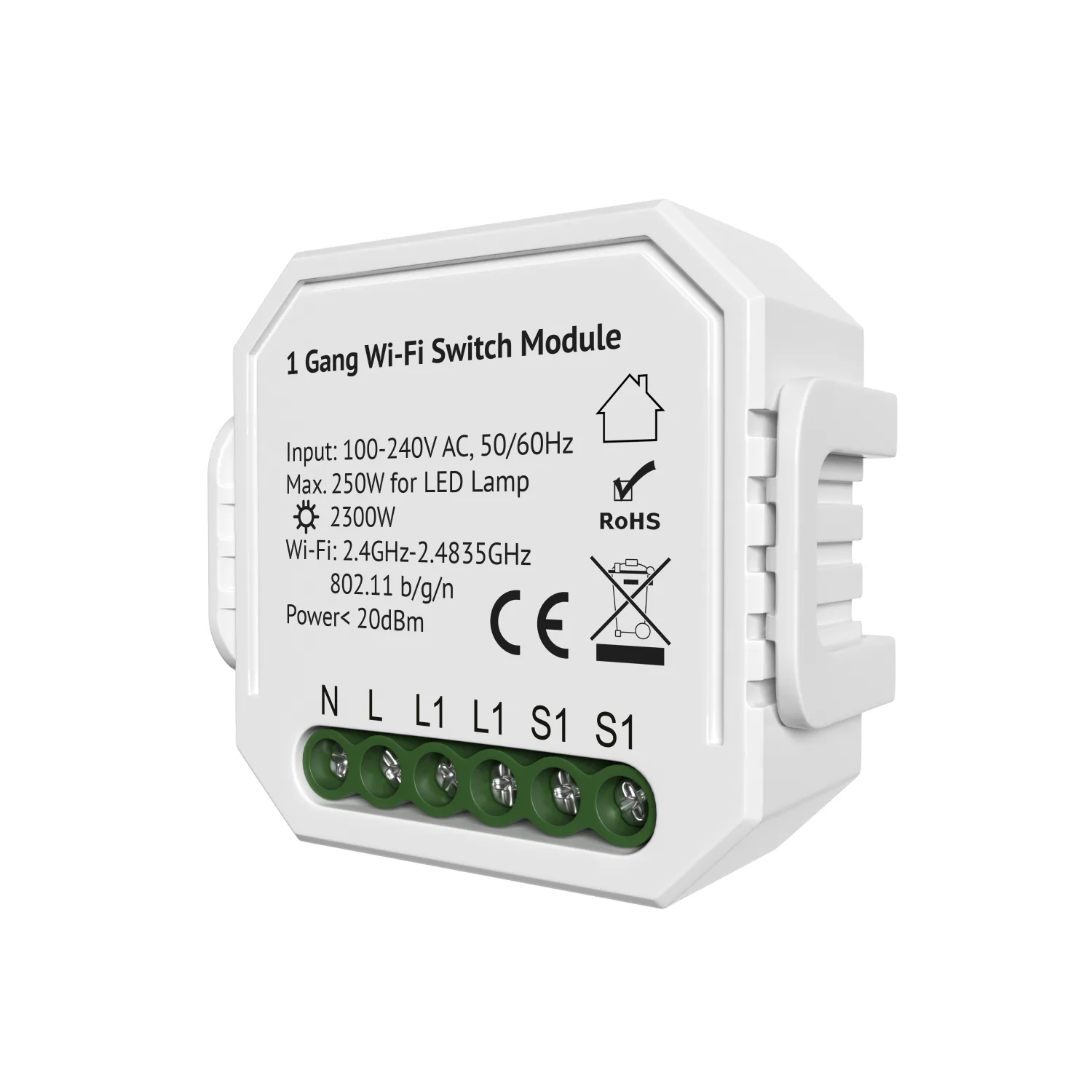 Одноканальное Wi‑Fi реле-выключатель Denkirs RL1001-SM/1